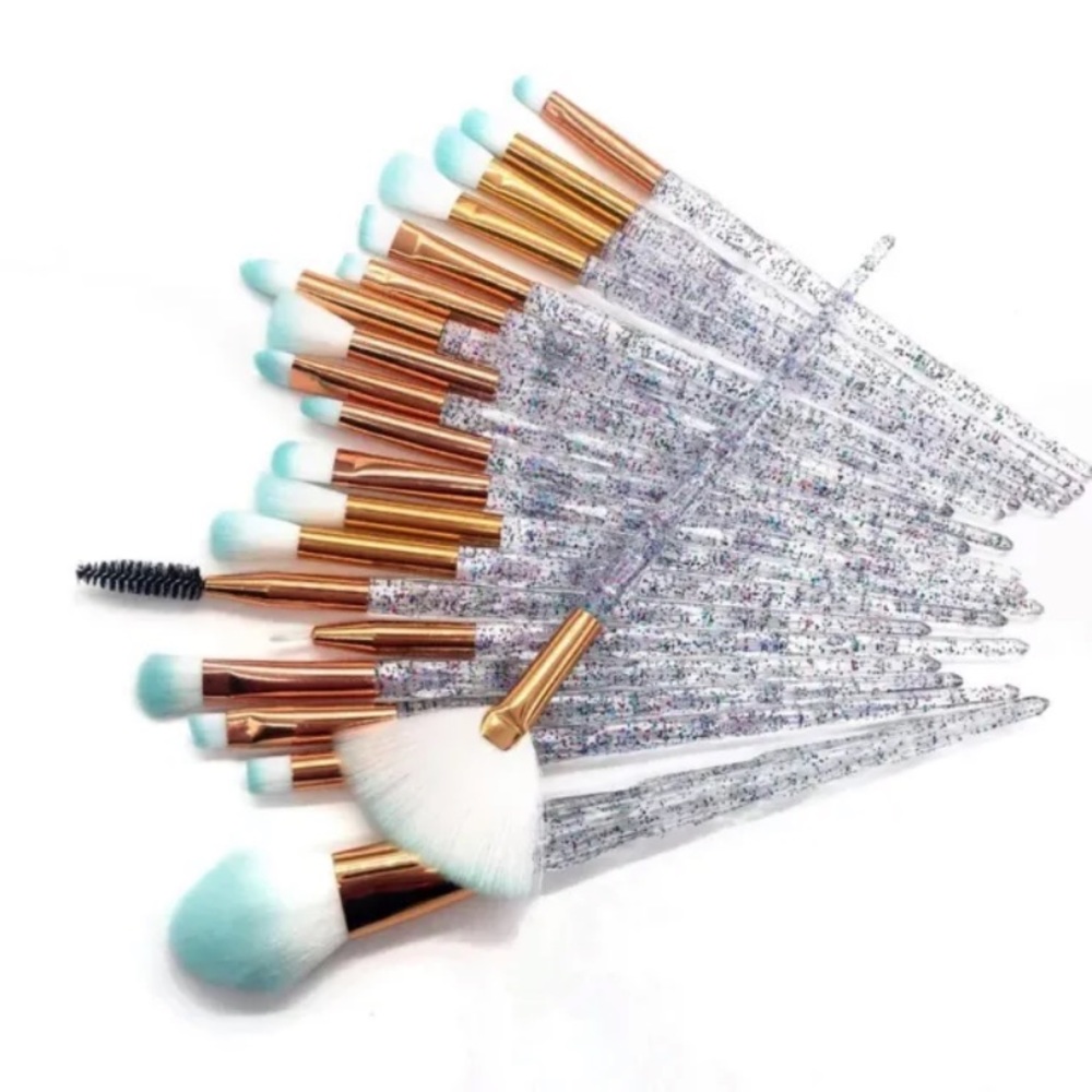 20 Pcs Cristal Eye Makeup Brushes Tool Set Eye Shadow Foundation Powder